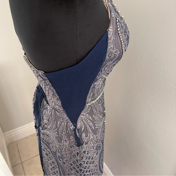 Elizabeth K by GLS Corset Tie Hand Beaded Mermaid Dress - Picture 5 of 9